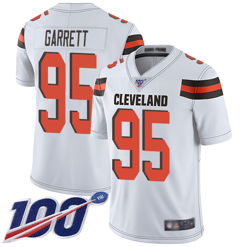 Cleveland Browns Myles Garrett Men White Limited Jersey #95 NFL Football Road 100th Season Vapor Untouchable->cleveland browns->NFL Jersey